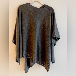 Gray Women's Knit Poncho with embellished sparkle Detail